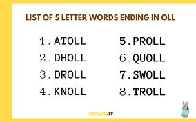 5 letter words ending in oll digital