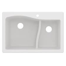 double bowl kitchen sink in white