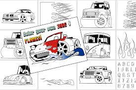 color your own cars flames graphic by