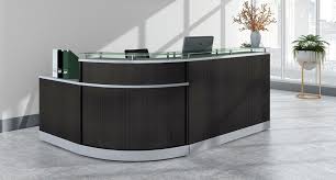 L Shaped Reception Desk Has Glass