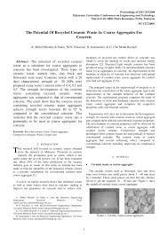 Pdf The Potential Of Recycled Ceramic Waste As Coarse