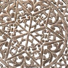White Round Wooden Carved Wall Art