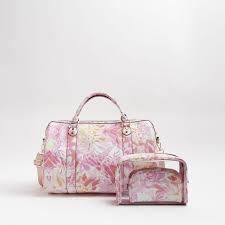 pink fl barrel and make up bag set