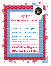 4th of july group fitness schedule at
