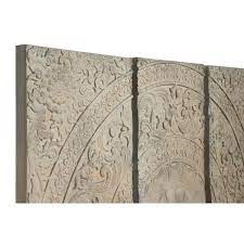 Zimlay Stone Gray Decorative Carved Wood Set Of 3 Wall Decor Panels 20468