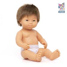 baby doll caucasian boy with down
