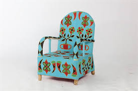 Blue & green floral cotton slub designer upholstery or drapery fabric by the yard, for curtains, for pillows, for chairs, for aprons, etc. Lot An African Yoruba Floral Decorated Beadwork Open Armchair Nigeria Post 1950