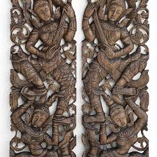pair of wooden wall art panel