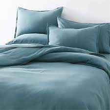 organic double weave teal duvet and