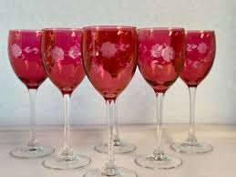 Wine Glasses Rose Red To Clear Cut