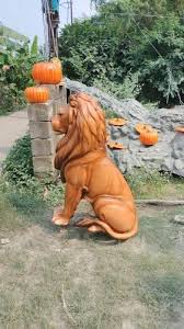 Realistic Colour Fiber Lion Statue For