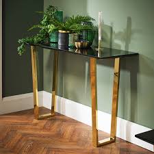 luxe black and gold console table