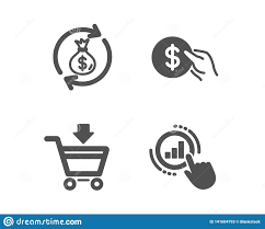 Online Market Money Exchange And Payment Icons Graph Chart