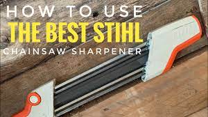How to use the best and easiest Stihl 2 in 1 chainsaw sharpener - YouTube