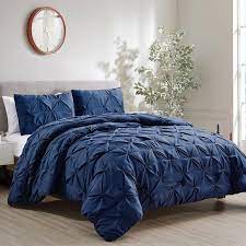 2 Piece Navy Blue Pintuck Comforter Set