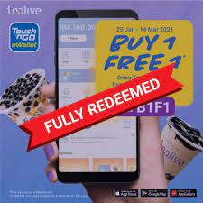 Promotion period is from 22 december 2020 to 31 december 2020. Tealive Buy 1 Free 1 Promotion With Touch N Go Ewallet 25 January 2021 14 March