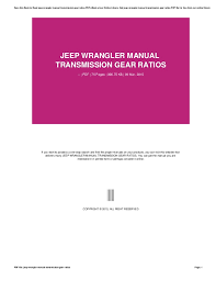 Jeep Wrangler Manual Transmission Gear Ratios
