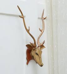 Brown Wood Deer Head Wall Decor By