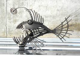 Art Metal Sculpture Angler Fish