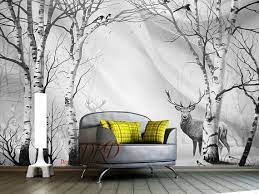 Birch Tree Forest In Winter Mural L