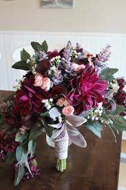 burgundy and blush silk wedding flowers
