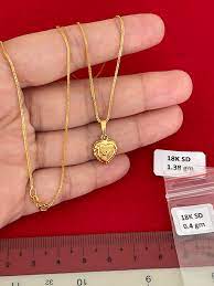 heart necklace foxtail chain 45 5cm