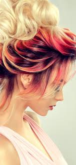 Fashion girl, hairstyle, colorful ...