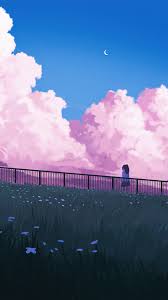clouds anime scenery art 4k phone
