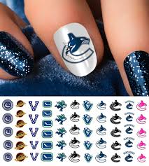 vancouver canucks hockey nail art
