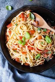 easy fresh tomato basil garlic pasta by