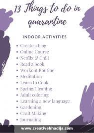 indoor activities to do while in quarantine