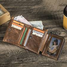 CONTACT'S men wallets genuine leather vintage short wallet man slim card holder luxury brand male small coin purse portefeuille