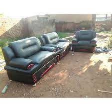 5 seater sofa double back leather black