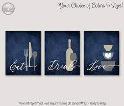 Kitchen Wall Art Set Eat Drink Love