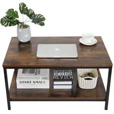 31 Inch Rustic Wood Coffee Table With