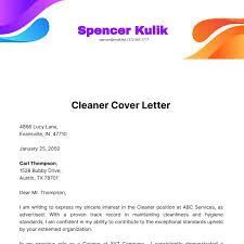free cleaner cover letter templates
