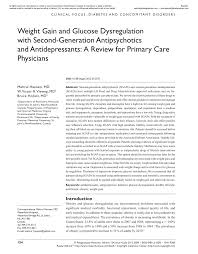 pdf weight gain and glucose dysregulation with second generation antipsychotics and antidepressants a review for primary care physicians
