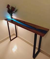 Resin Natural Wood Console Table