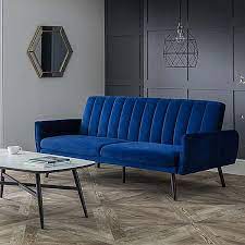 afina blue velvet sofa bed kaleidoscope