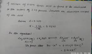 A Solution Of 0 10m Acetic Acid Is
