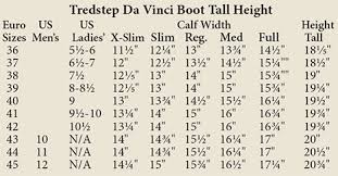 Tredstep Da Vinci Field Boot Size Chart