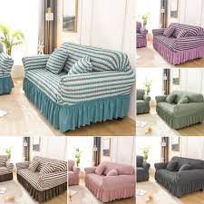 Solid Color Sofa Cover Ruffle Wrap