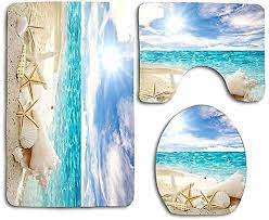beach theme seas bathroom rugs set