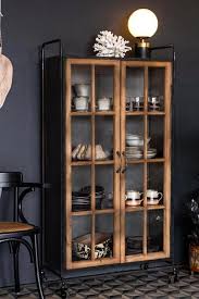 industrial style wooden display cabinet