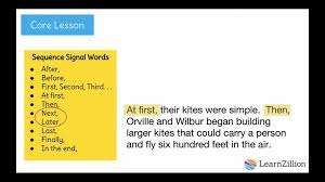 More punctuation practice, especially with commas and quotation marks. Use Signal Words To Clearly Show A Sequence Of Events In Your Writing Learnzillion