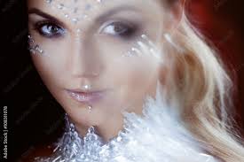 beauty woman makeup with crystals on