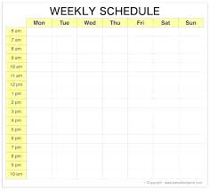 Weekly Schedule To In Color Format Time Template Word