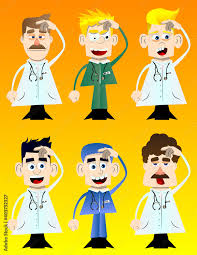 funny cartoon doctor confused vector