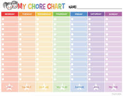 Free Printable Chore Chart Free Printable Chore Charts