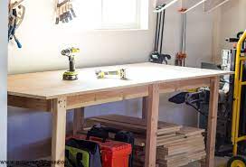 Use these workbench plans to build a garage tool bench for storage and woodworking projects. Two Hour Diy Workbench Free Plans Honeybear Lane